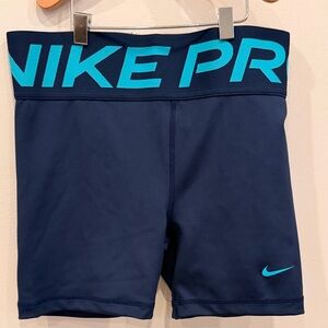Nike Pro Big Kids Navy Training Shorts Size L Compression Athletic